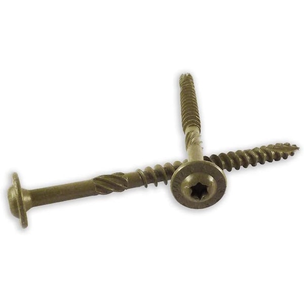 Woodpro Wood Screw, 5/16 in, 4 in, Gold Steel Flange Round Head Torx Drive ST516X4-25PC - main